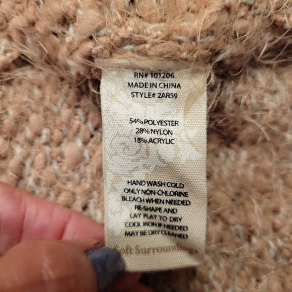 Soft Surroundings knit pink hooded cardigan - Picture 4 of 10